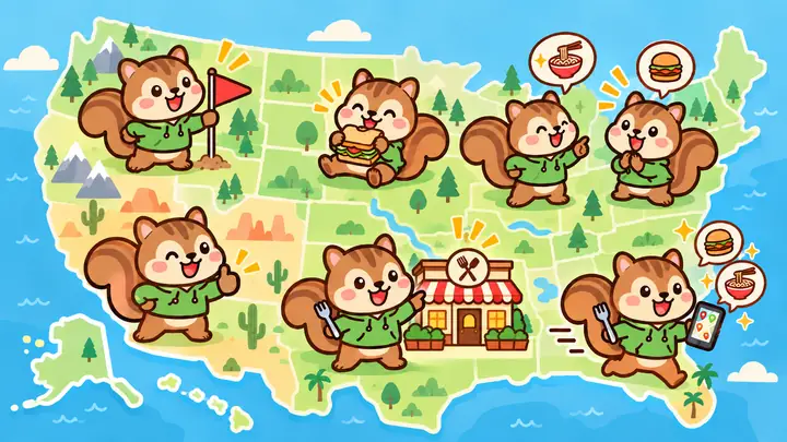 Chip and friends on a map of the US
